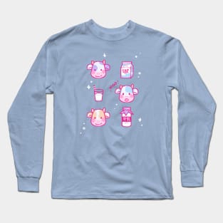 Cute Milk & Cow Long Sleeve T-Shirt